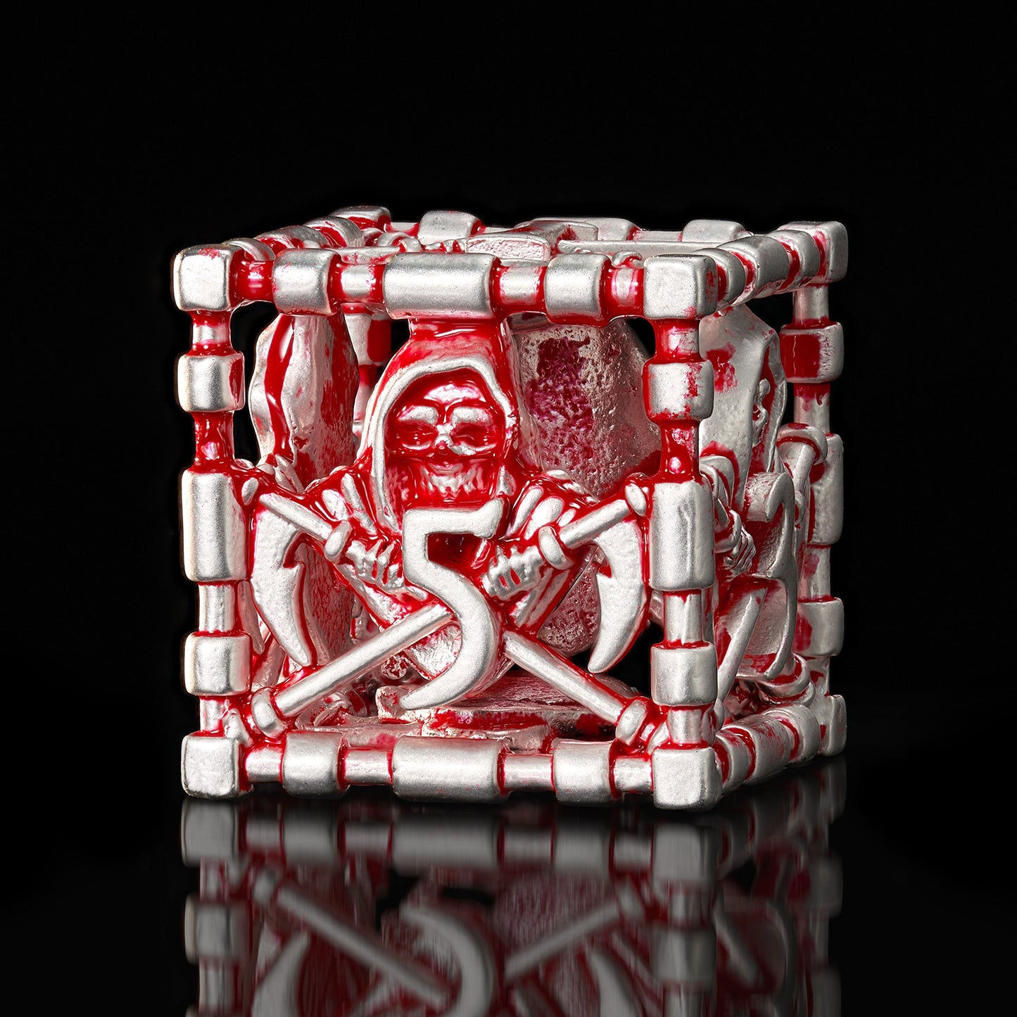 Hollow Grim Reaper Metal Polyhedral Dice Set - Purple Numbered D&D,  Gaming Dice