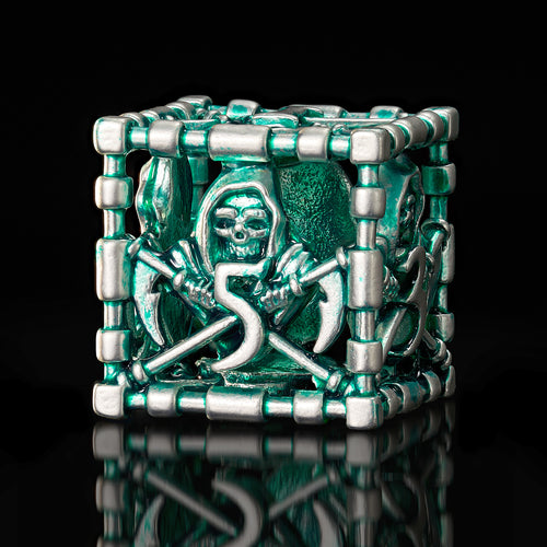 Hollow Grim Reaper Metal Polyhedral Dice Set - Purple Numbered D&D,  Gaming Dice