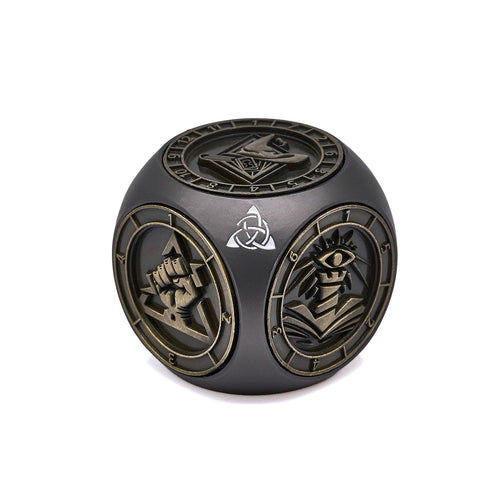 HNCCESG 7-in-1 Metal Spinner Dice,3D Relief Polyhedral Metal DND Dice Set Gift Box,Tabletop RPG Role Playing Gifts for Lovers (Black Bronze)